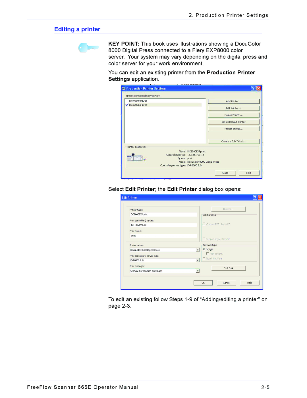 Xerox 701P44148 manual Editing a printer 