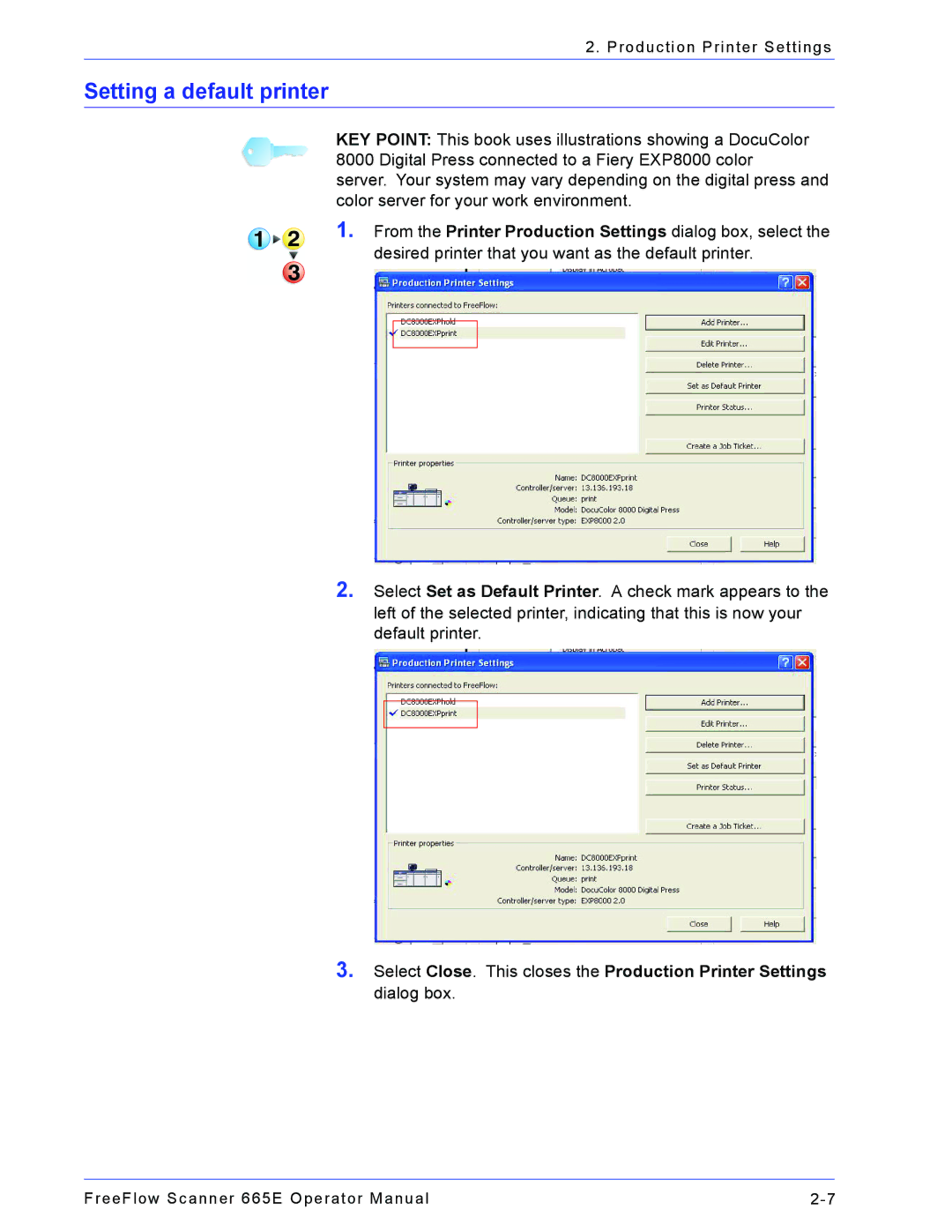 Xerox 701P44148 manual Setting a default printer 