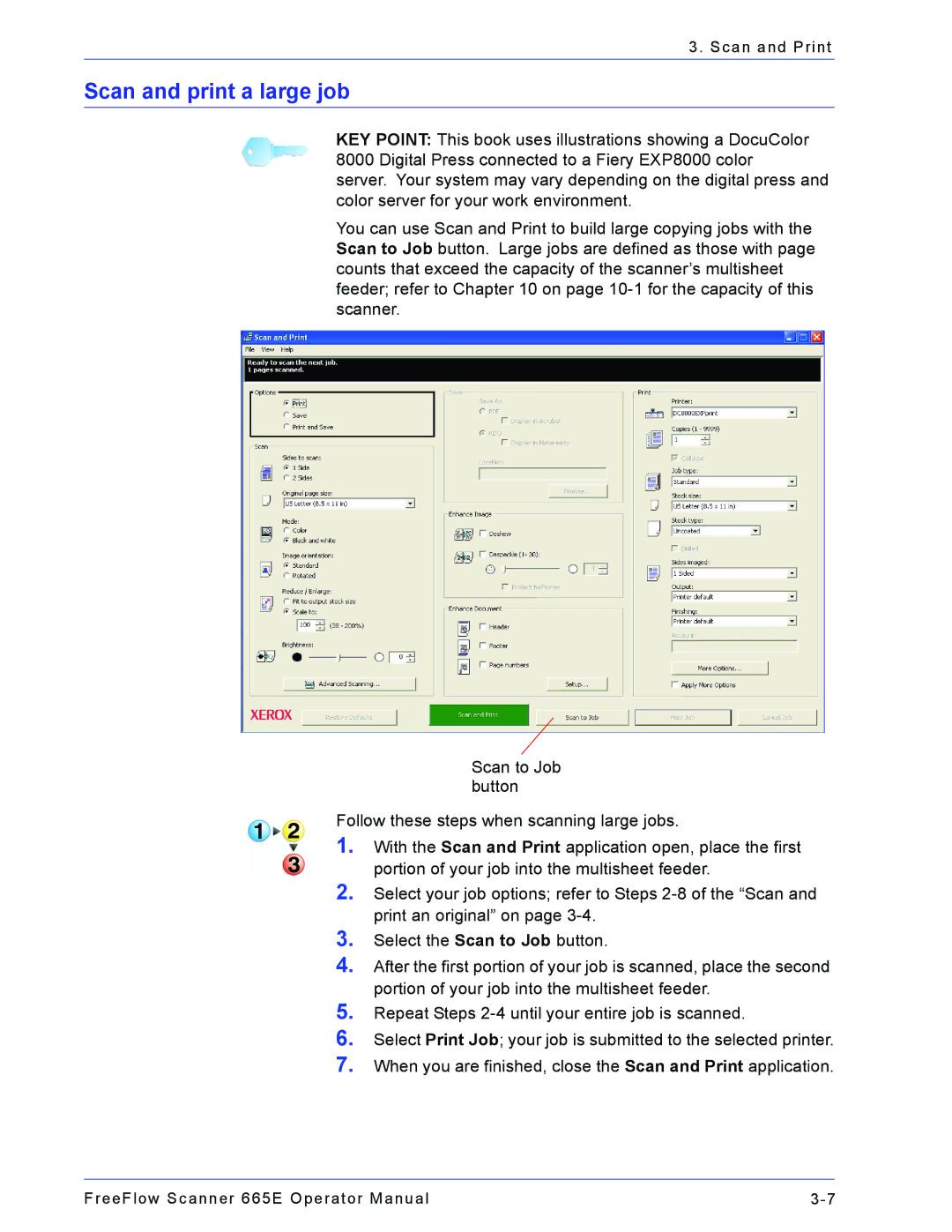 Xerox 701P44148 manual Scan and print a large job 