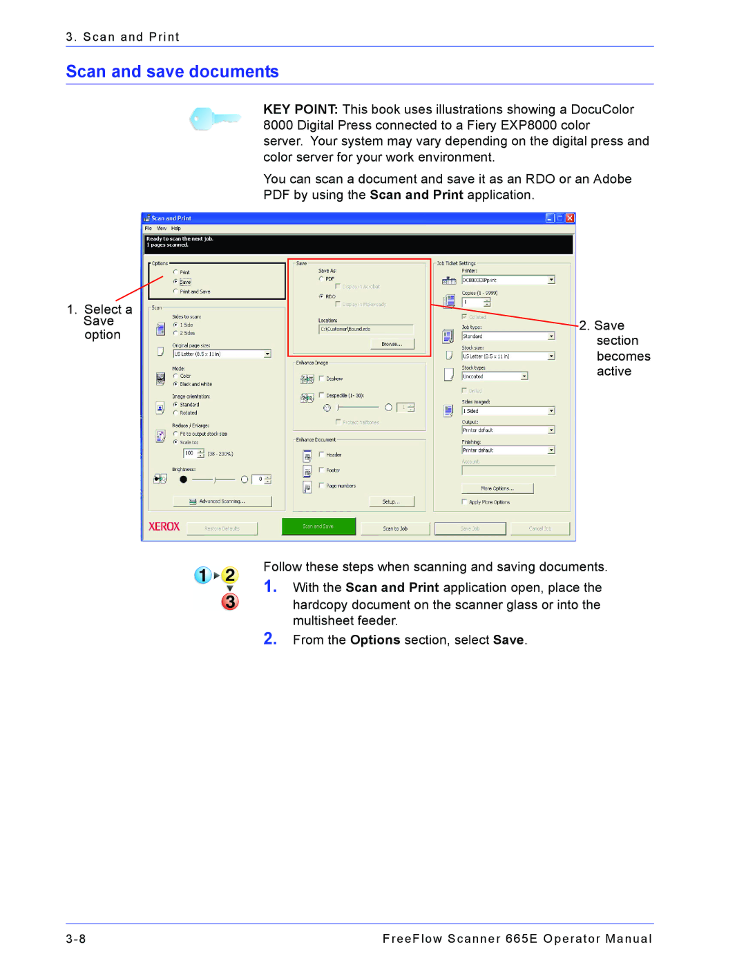 Xerox 701P44148 manual Scan and save documents 