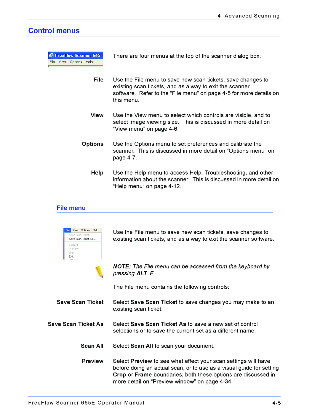 Xerox 701P44148 manual Control menus, File menu 