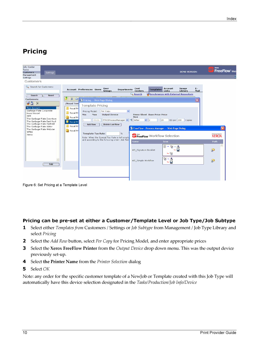 Xerox 701P45570 manual Set Pricing at a Template Level 