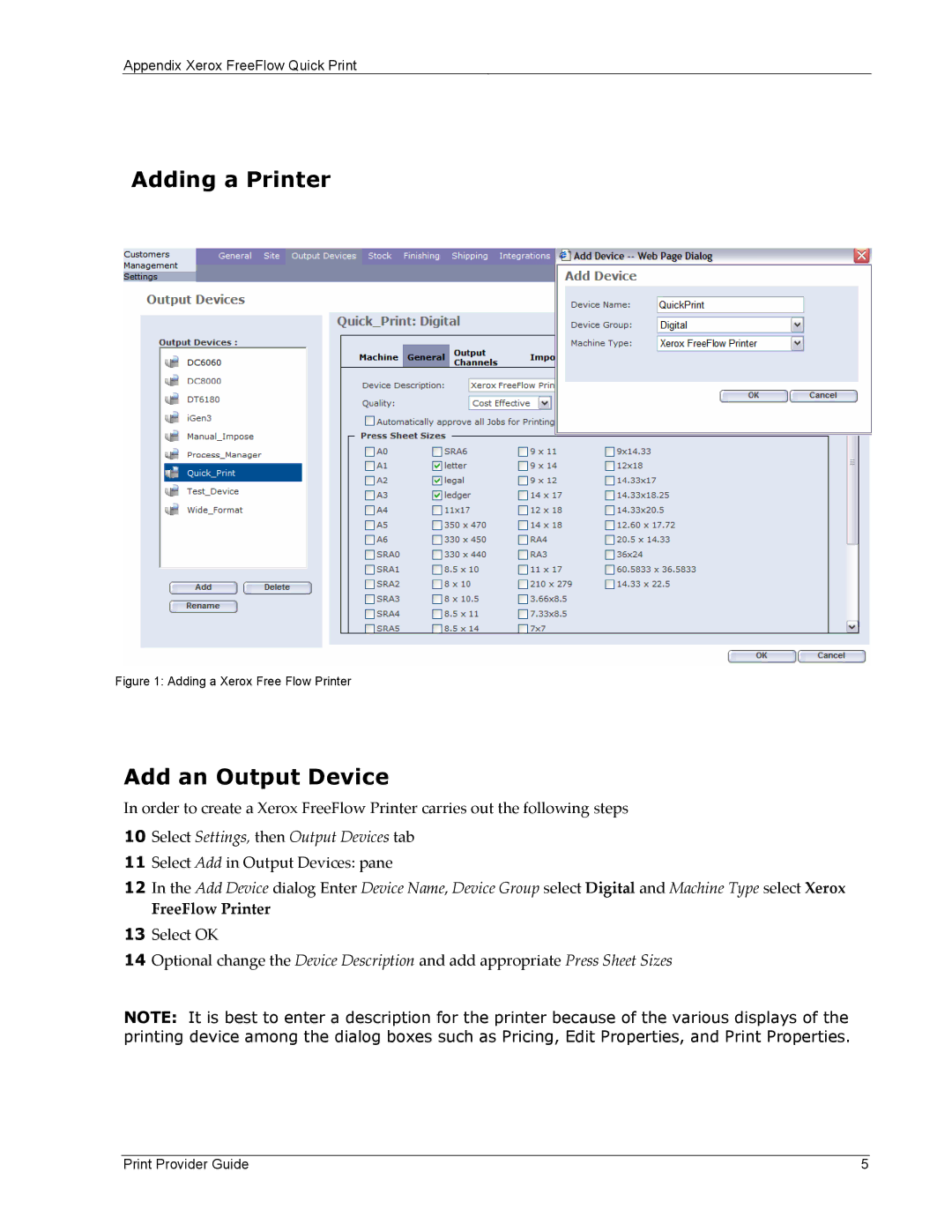 Xerox 701P45570 manual Adding a Printer, Add an Output Device 