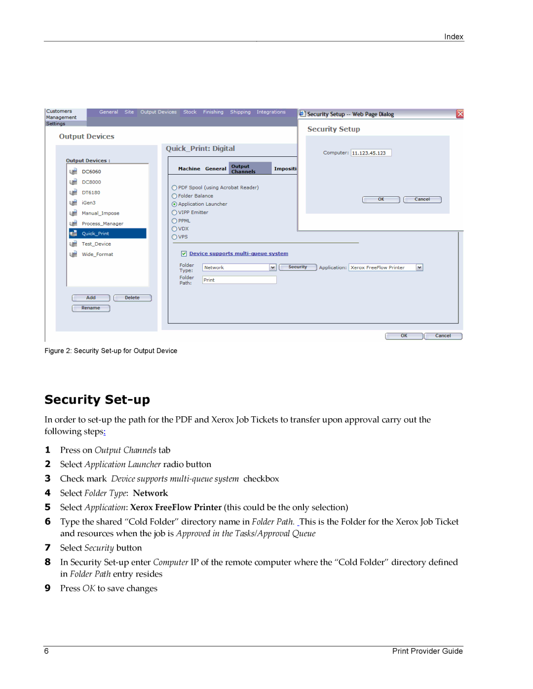 Xerox 701P45570 manual Security Set-up for Output Device 