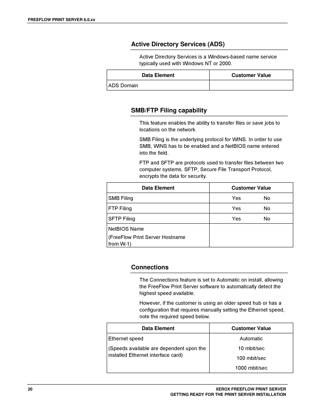 Xerox 701P46985 manual Active Directory Services ADS, SMB/FTP Filing capability, Connections, ADS Domain 