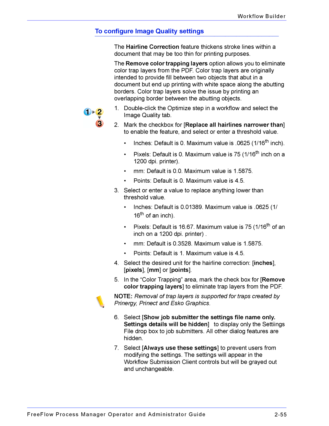 Xerox 701P47169 manual To configure Image Quality settings, Select Show job submitter the settings file name only 