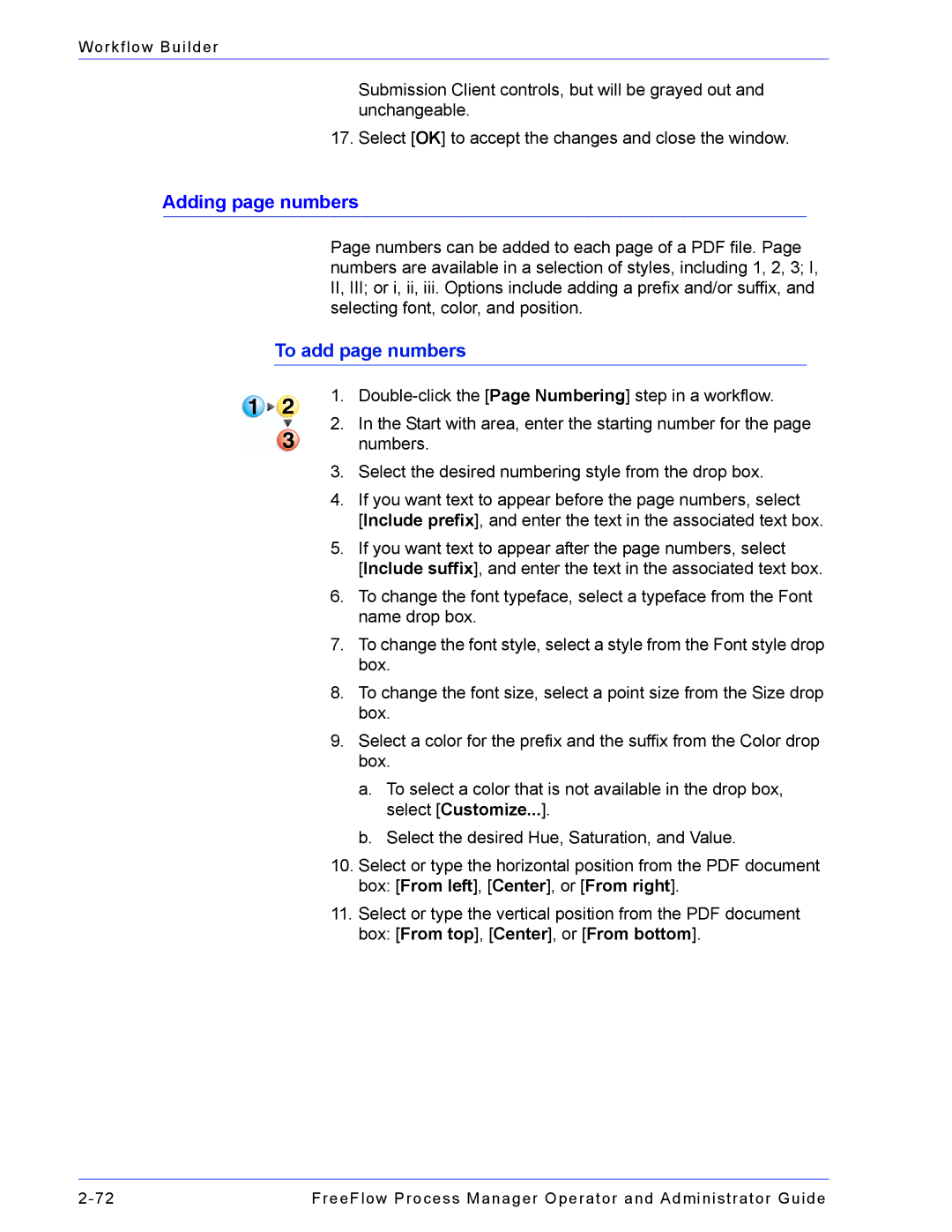 Xerox 701P47169 manual Adding page numbers, To add page numbers 