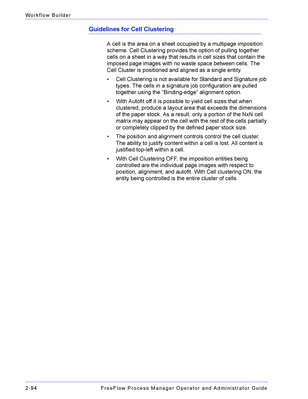 Xerox 701P47169 manual Guidelines for Cell Clustering 