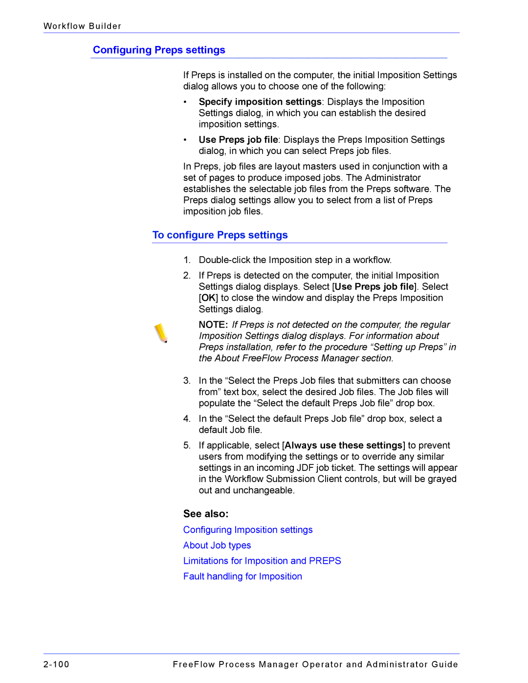 Xerox 701P47169 manual Configuring Preps settings, To configure Preps settings 