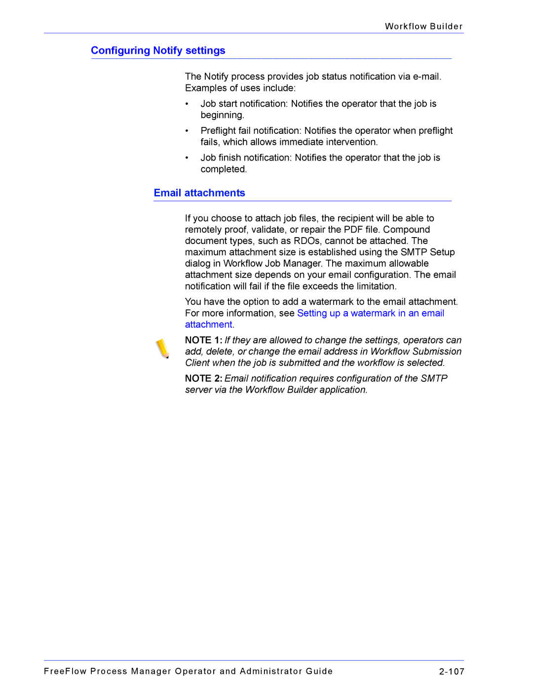 Xerox 701P47169 manual Configuring Notify settings, Email attachments 