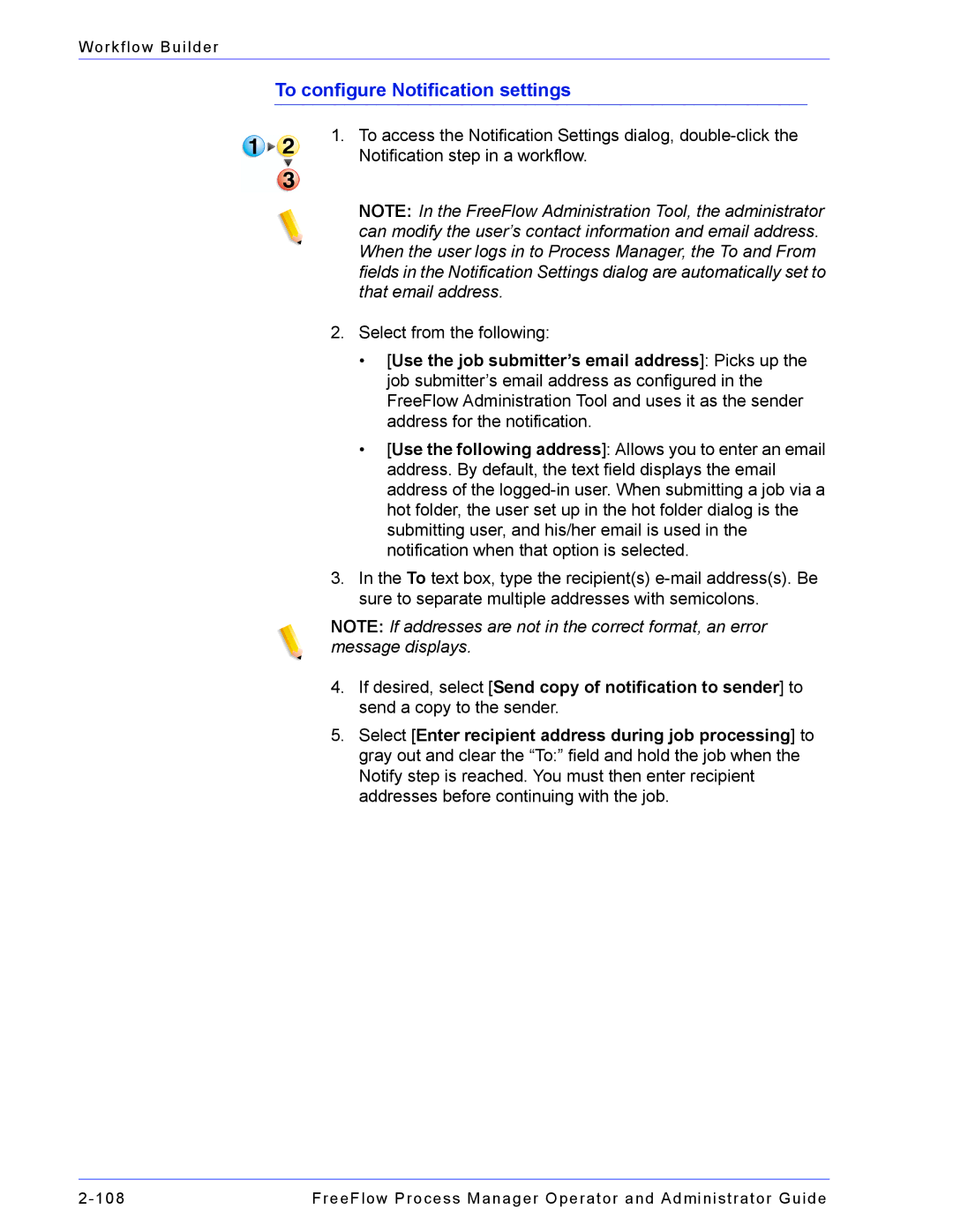 Xerox 701P47169 manual To configure Notification settings 