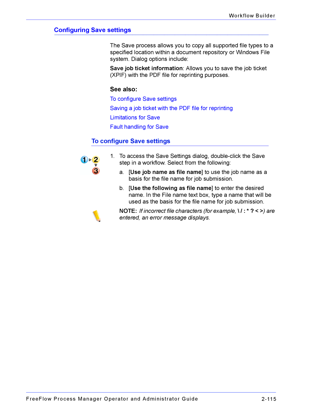 Xerox 701P47169 manual Configuring Save settings, To configure Save settings 