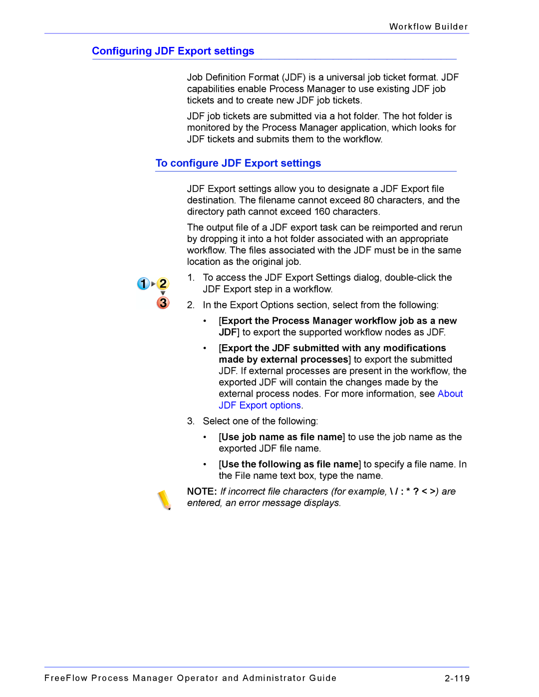 Xerox 701P47169 manual Configuring JDF Export settings, To configure JDF Export settings 