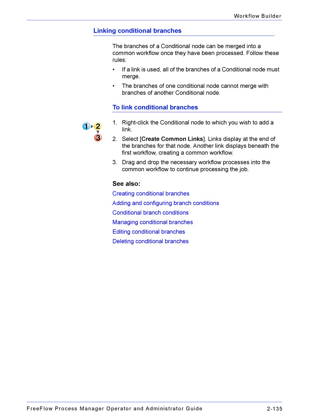 Xerox 701P47169 manual Linking conditional branches, To link conditional branches 