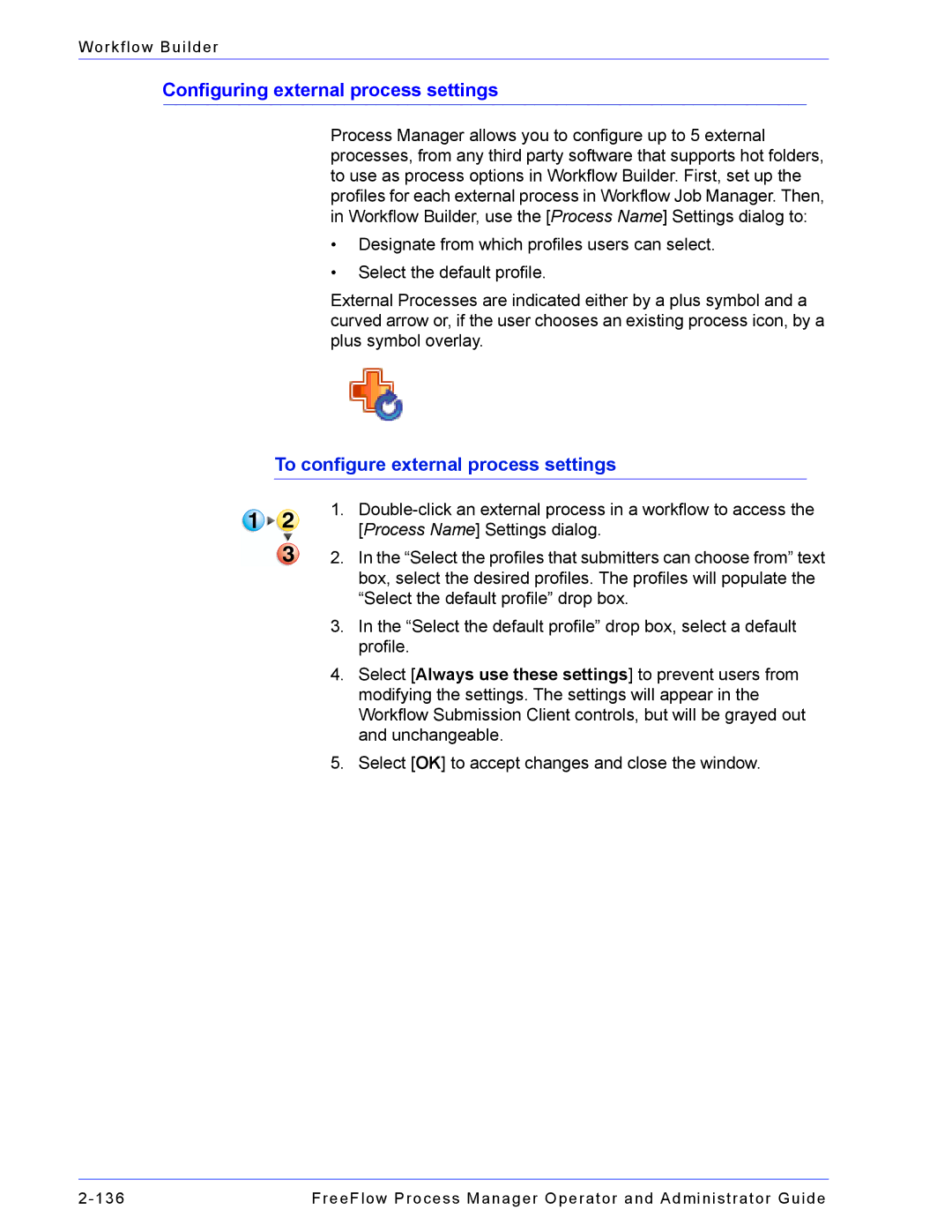 Xerox 701P47169 manual Configuring external process settings, To configure external process settings 