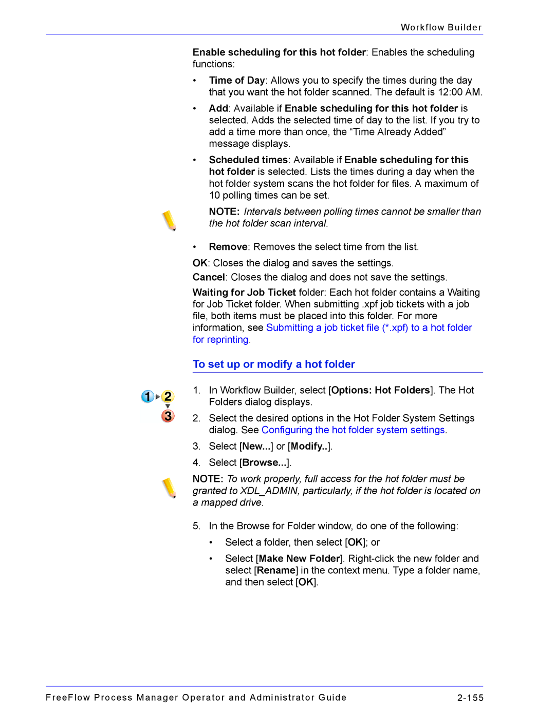 Xerox 701P47169 manual To set up or modify a hot folder 