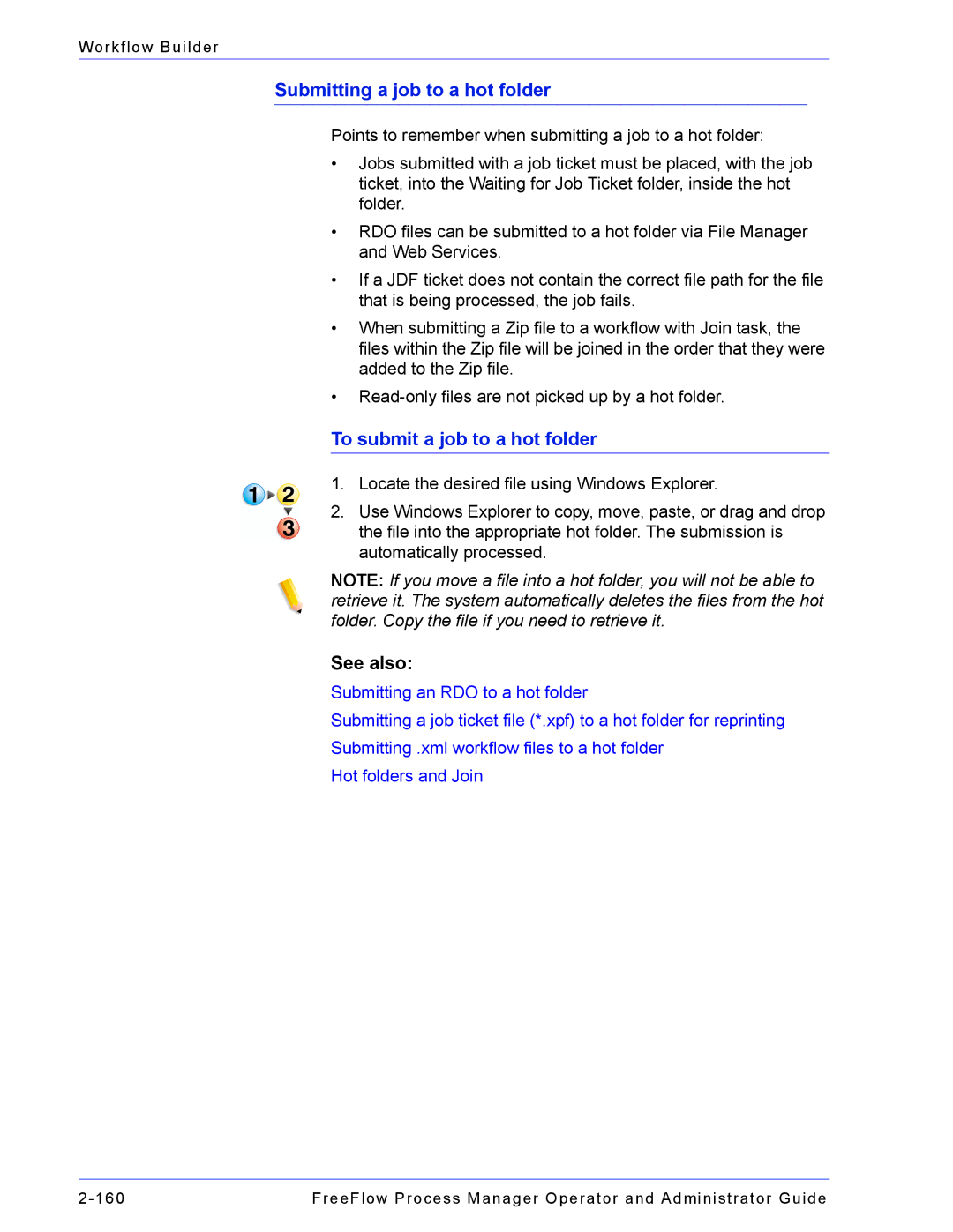 Xerox 701P47169 manual Submitting a job to a hot folder, To submit a job to a hot folder 