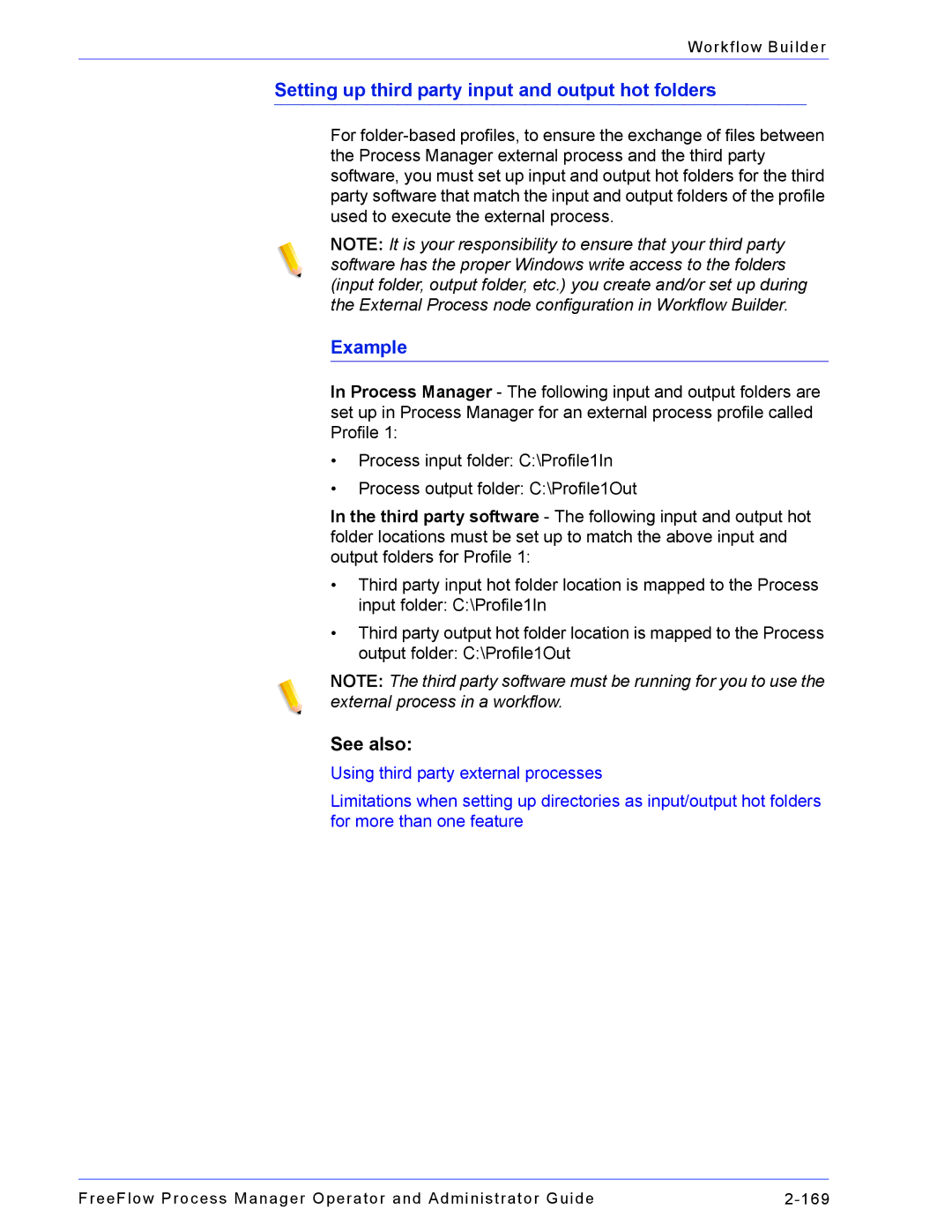 Xerox 701P47169 manual Setting up third party input and output hot folders, Example 