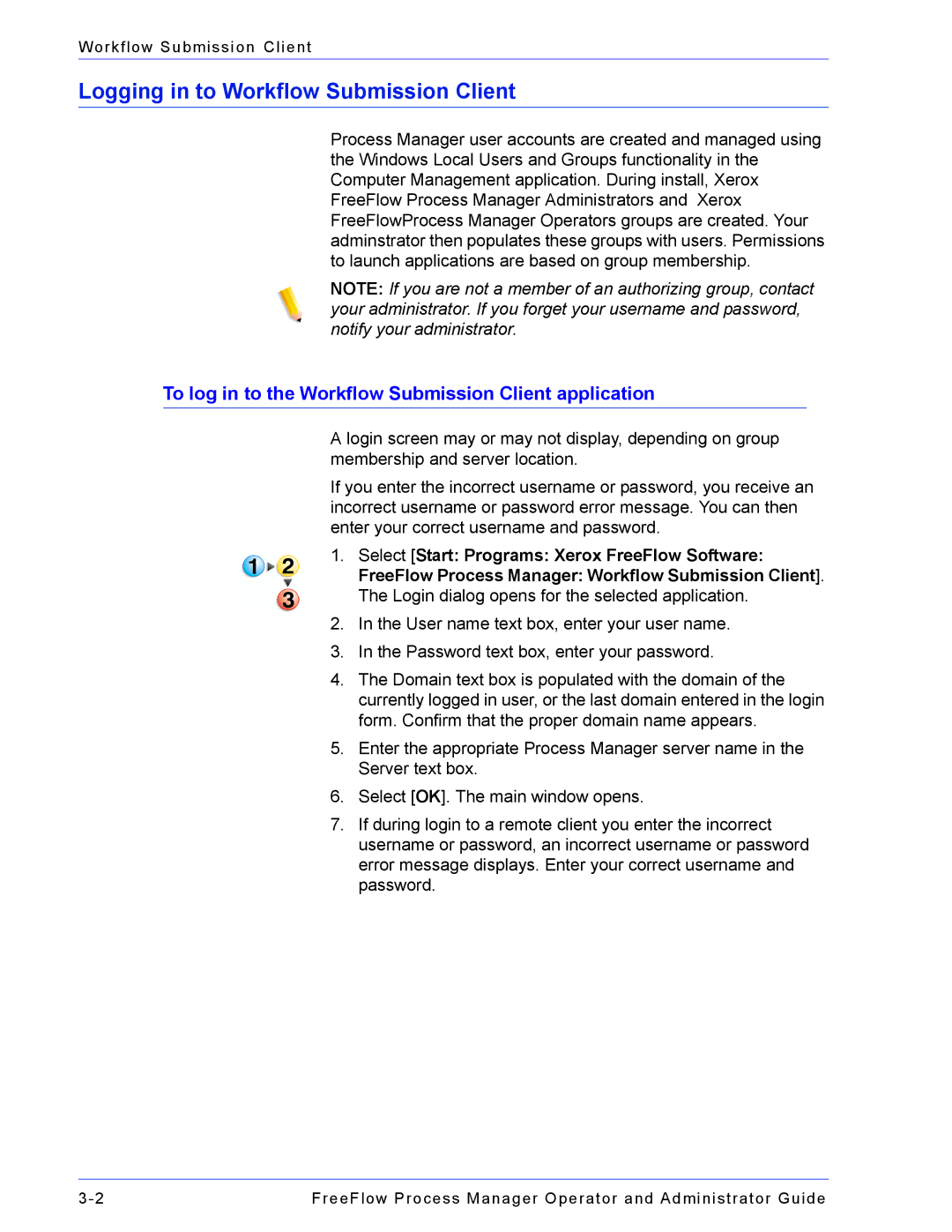 Xerox 701P47169 manual Logging in to Workflow Submission Client, To log in to the Workflow Submission Client application 