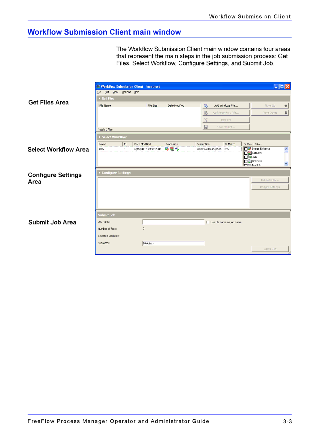 Xerox 701P47169 manual Workflow Submission Client main window 