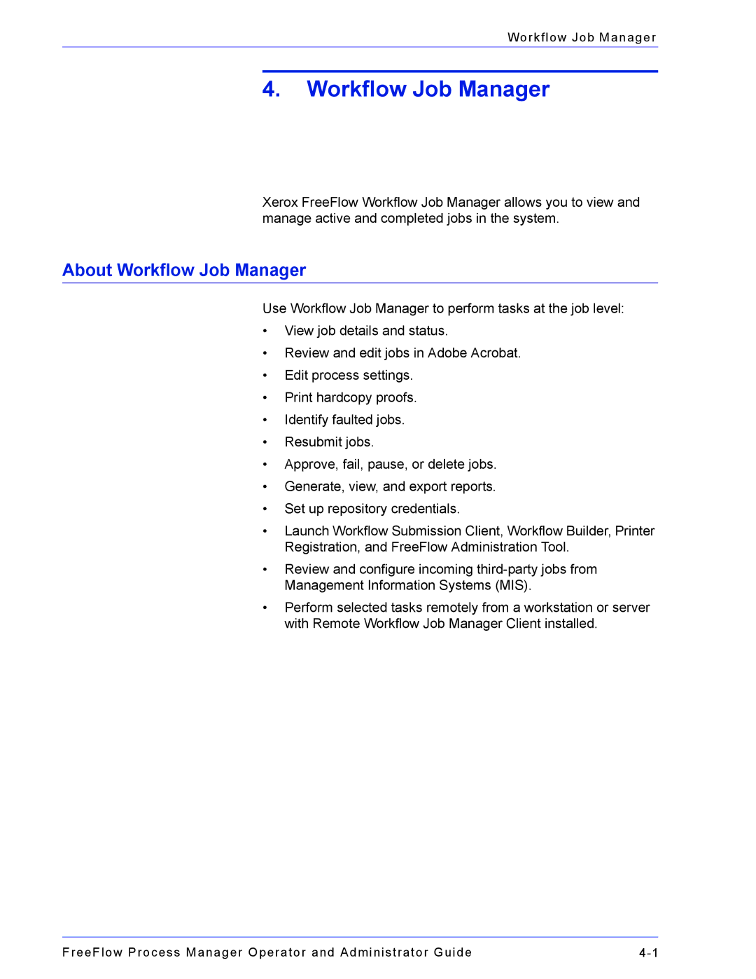 Xerox 701P47169 manual About Workflow Job Manager 