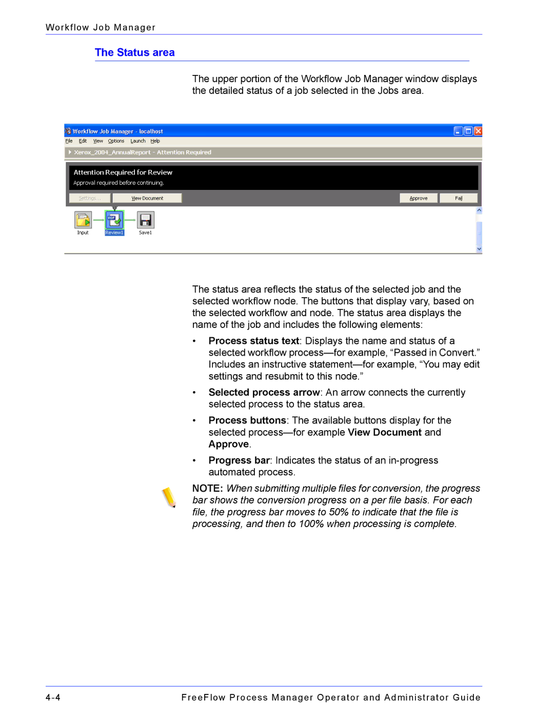 Xerox 701P47169 manual Status area 