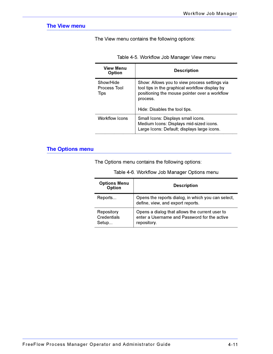 Xerox 701P47169 manual View menu, View Menu Description Option 