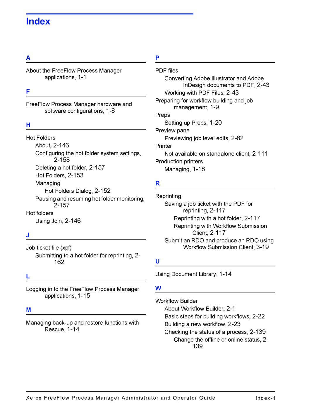 Xerox 701P47169 manual Index 