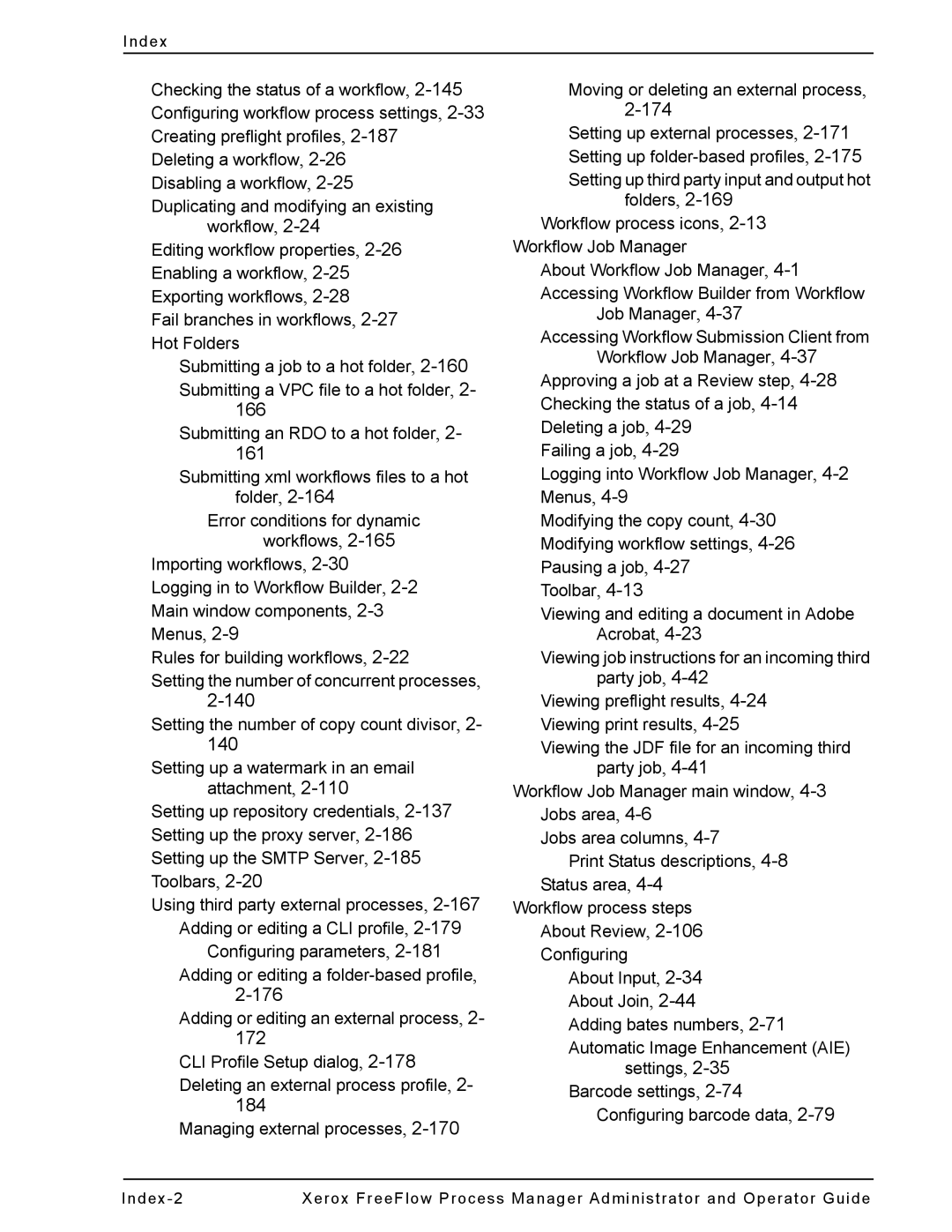 Xerox 701P47169 manual Index 