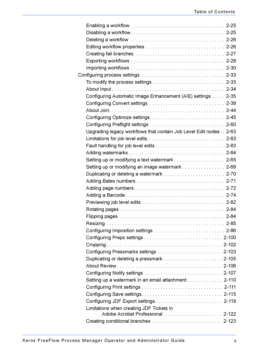 Xerox 701P47169 manual Table of Contents 