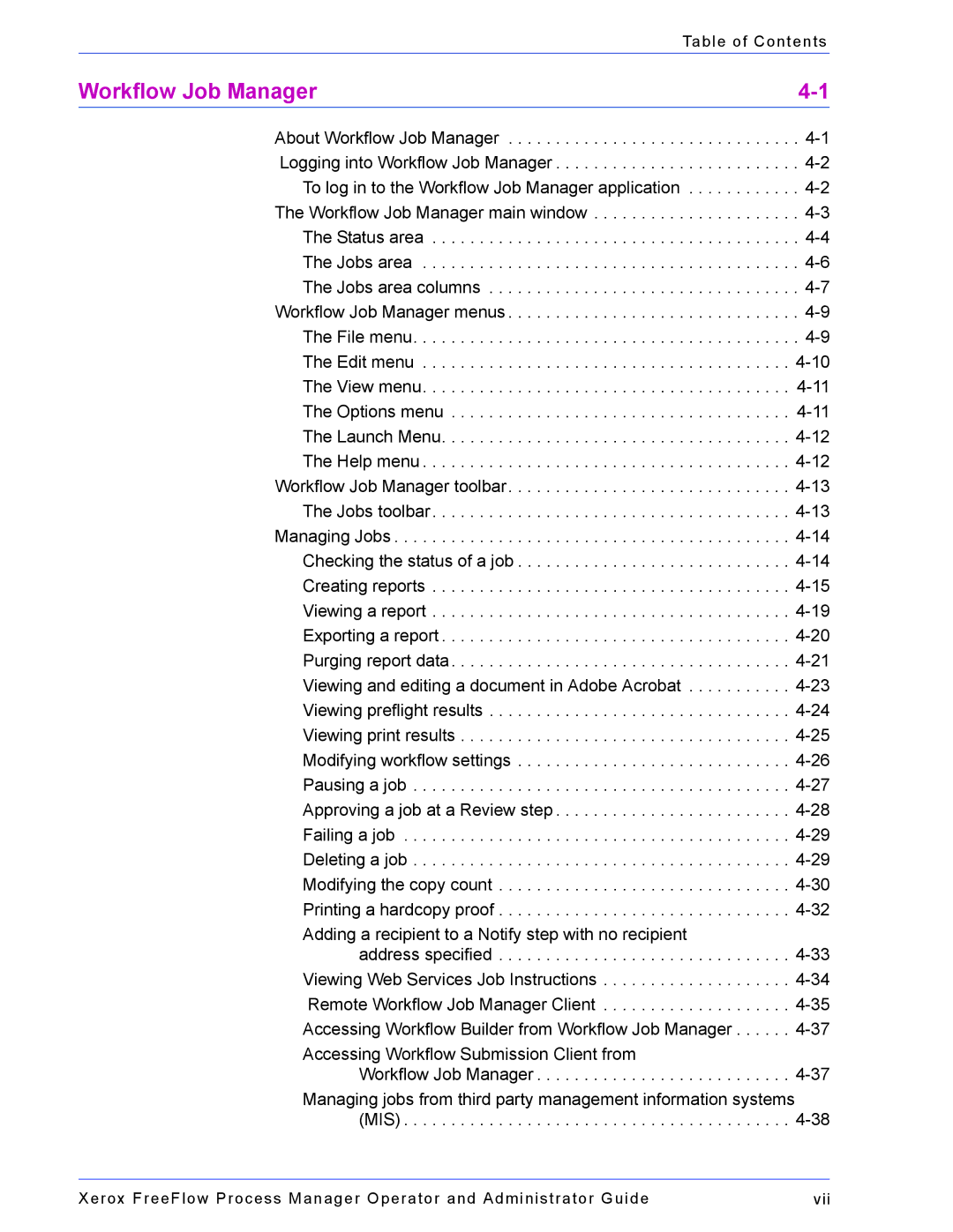 Xerox 701P47169 manual Workflow Job Manager 