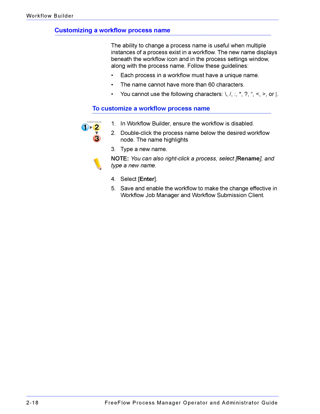 Xerox 701P47169 manual Customizing a workflow process name, To customize a workflow process name 