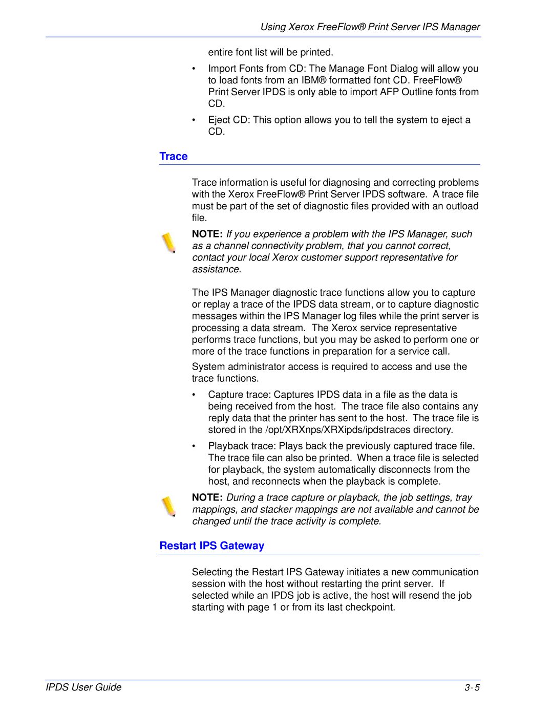 Xerox 701P47301 manual Trace, Restart IPS Gateway 