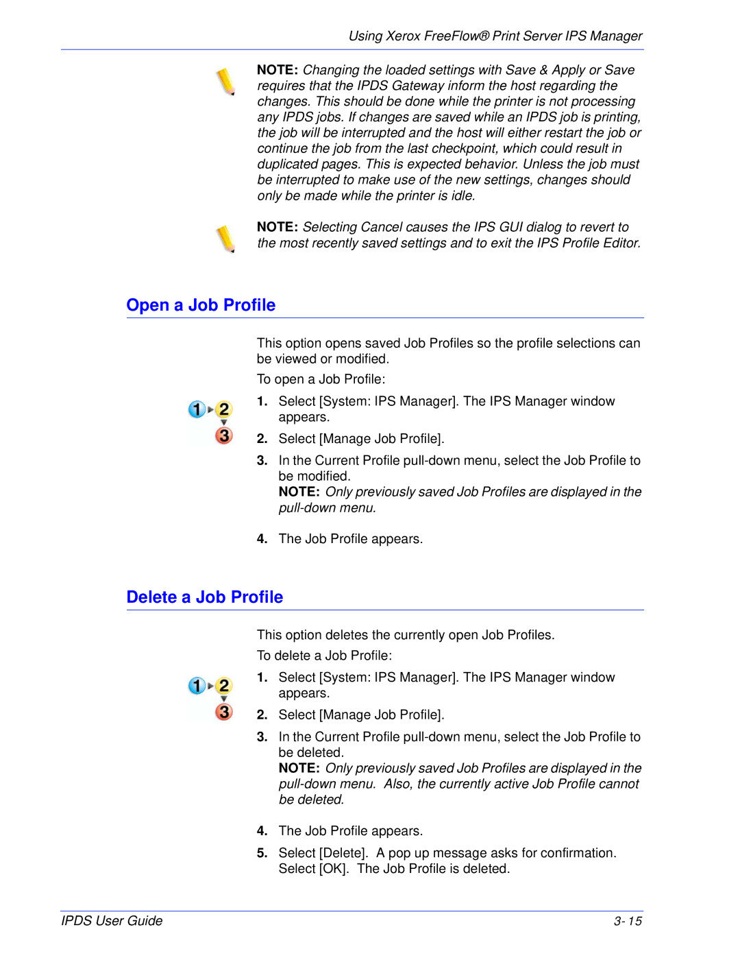 Xerox 701P47301 manual Open a Job Profile, Delete a Job Profile 