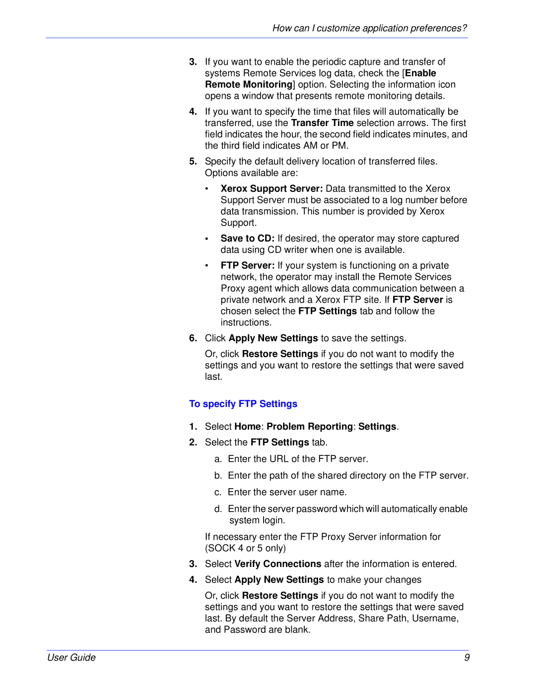 Xerox 701P47393 manual To specify FTP Settings 