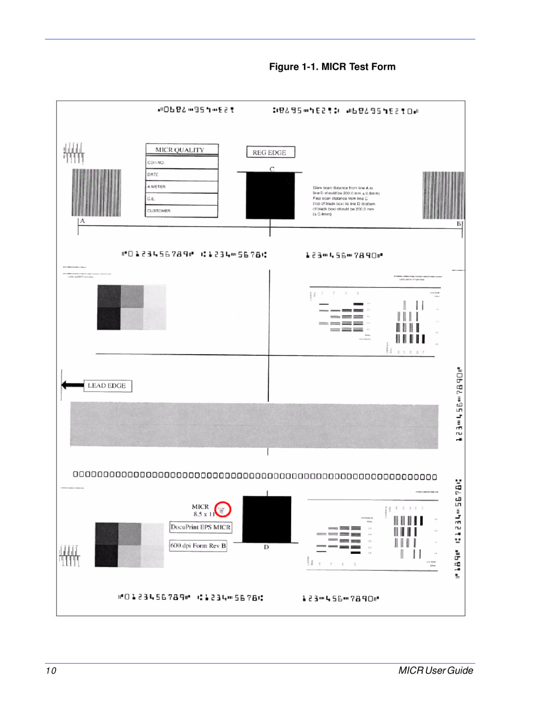 Xerox 701P47409 manual Micr Test Form 