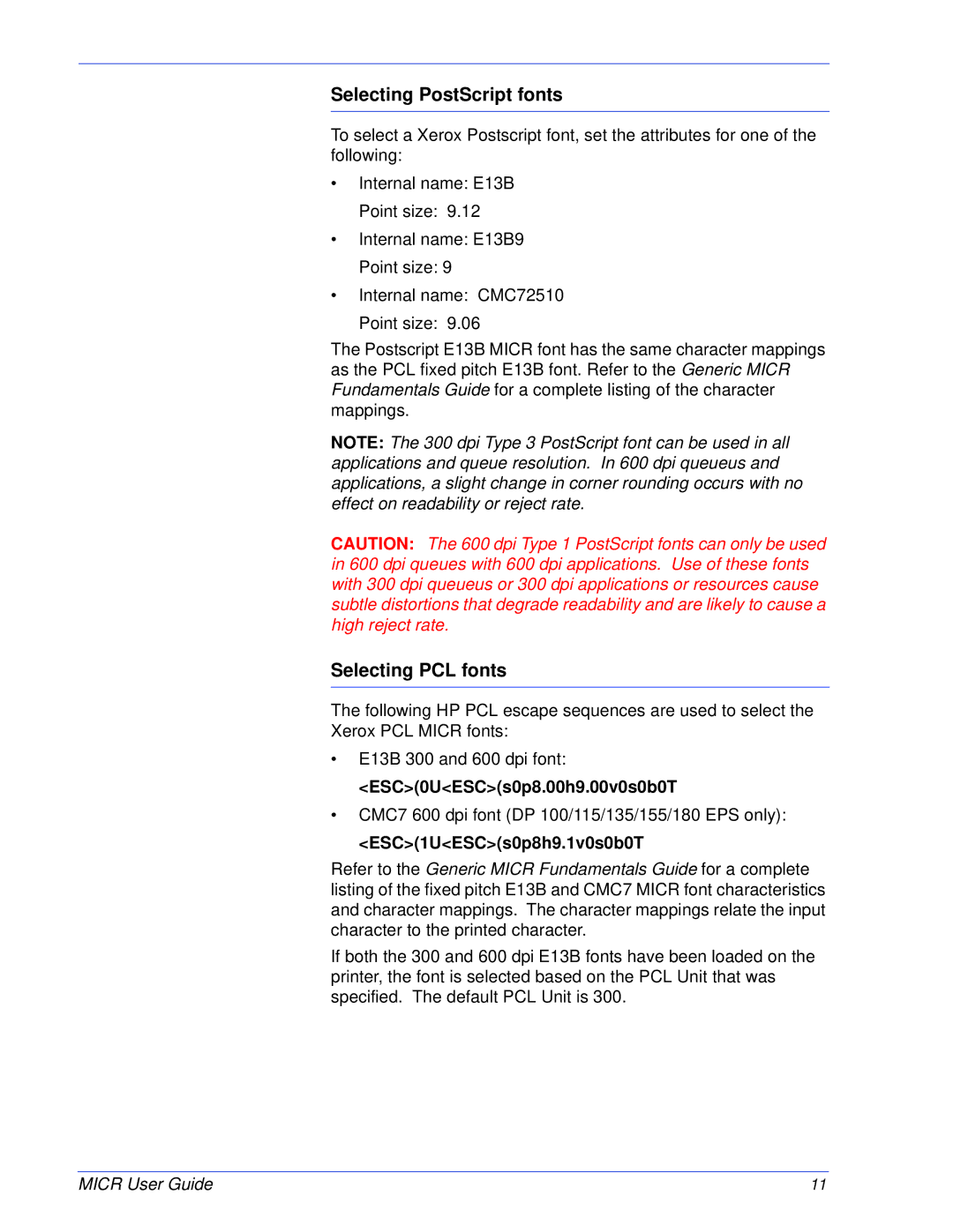 Xerox 701P47409 manual Selecting PostScript fonts, Selecting PCL fonts 