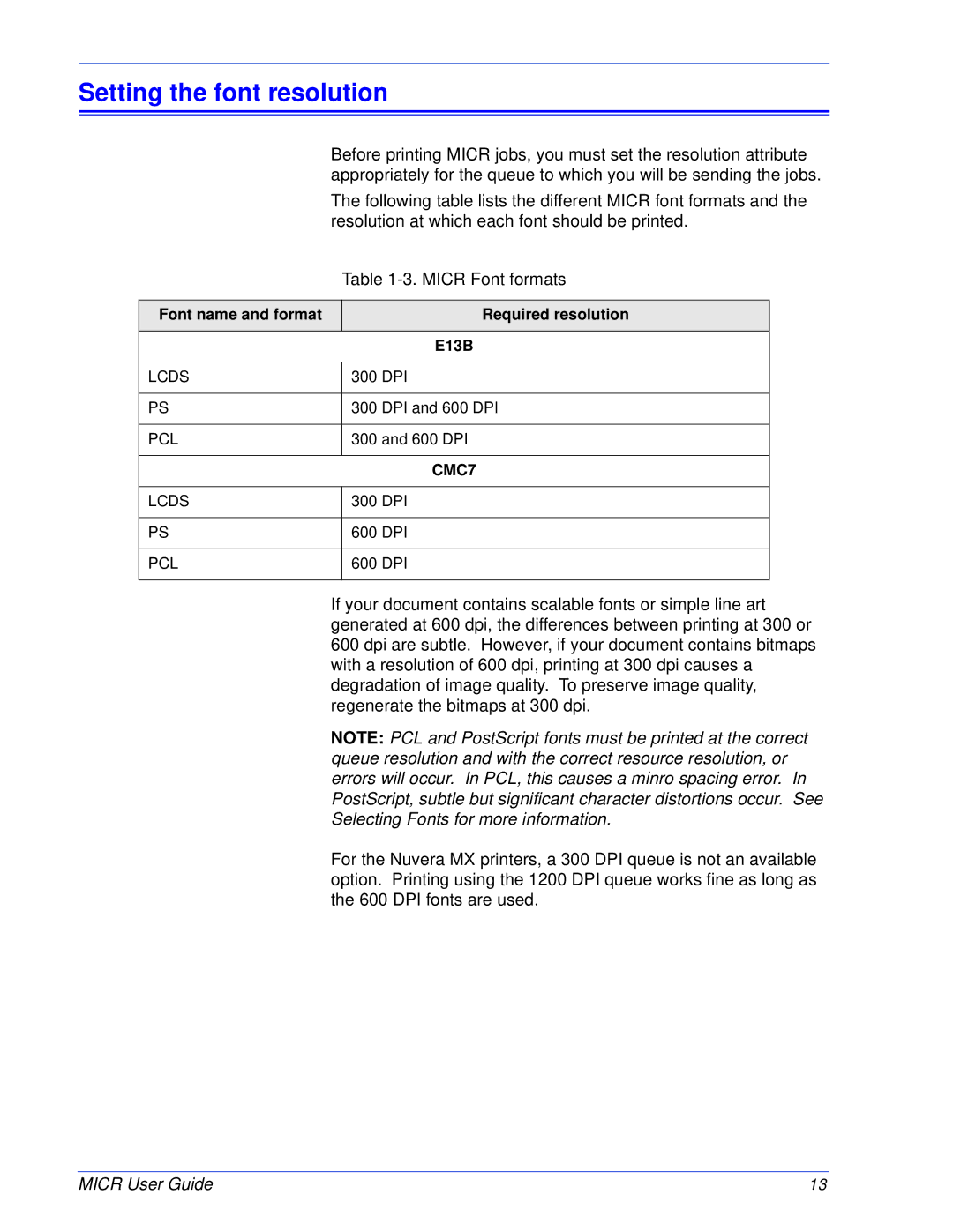 Xerox 701P47409 manual Setting the font resolution 