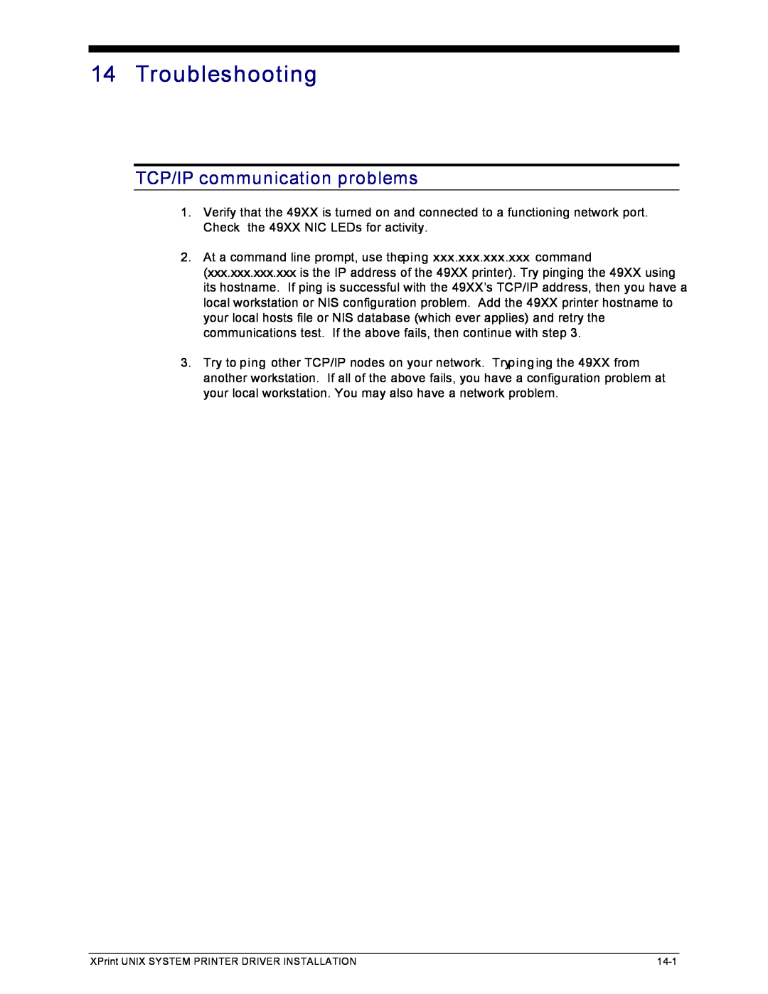 Xerox 701P91273 manual Troubleshooting, TCP/IP communication problems 