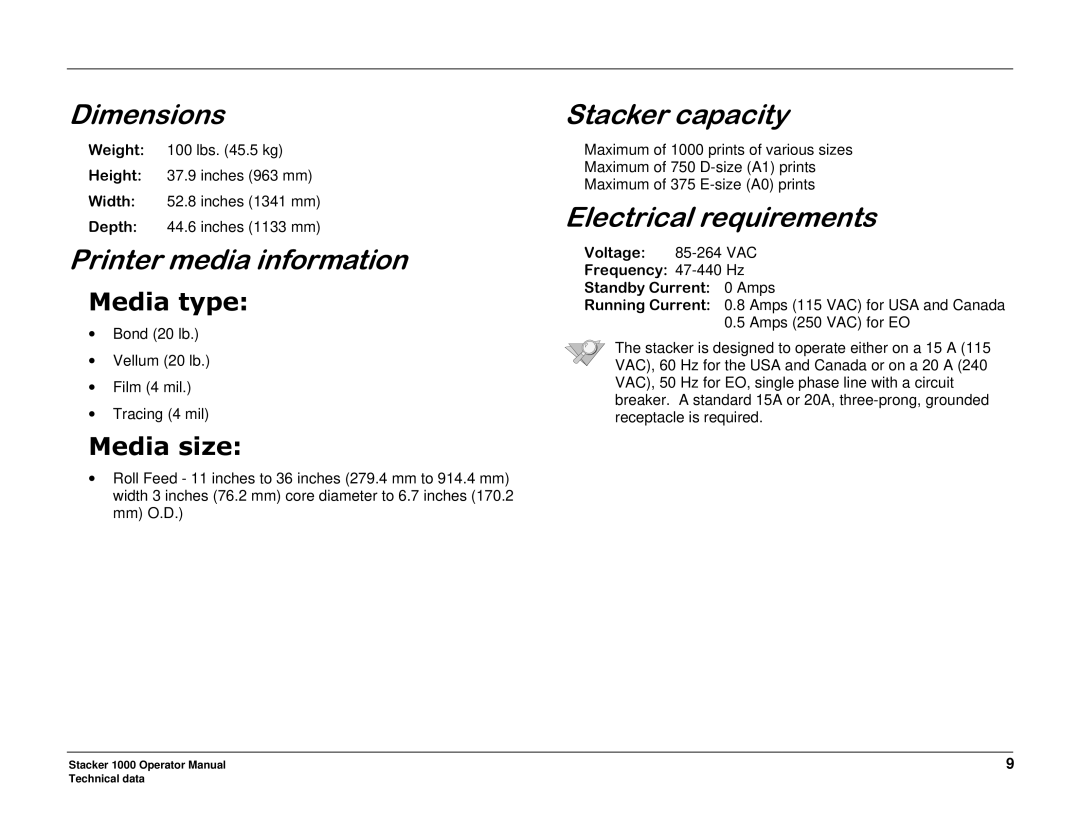 Xerox 701P98048 manual Lphqvlrqv, 3ULQWHUPHGLDLQIRUPDWLRQ, 6WDFNHUFDSDFLW, Ohfwulfdouhtxluhphqwv 