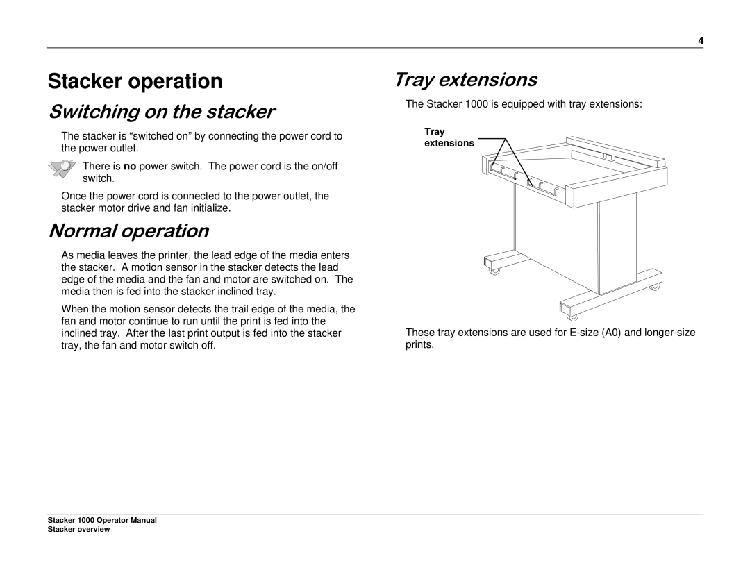 Xerox 701P98048 manual Stacker operation, 6ZLWFKLQJRQWKHVWDFNHU, 1RUPDORSHUDWLRQ, 7UD\HWHQVLRQV 