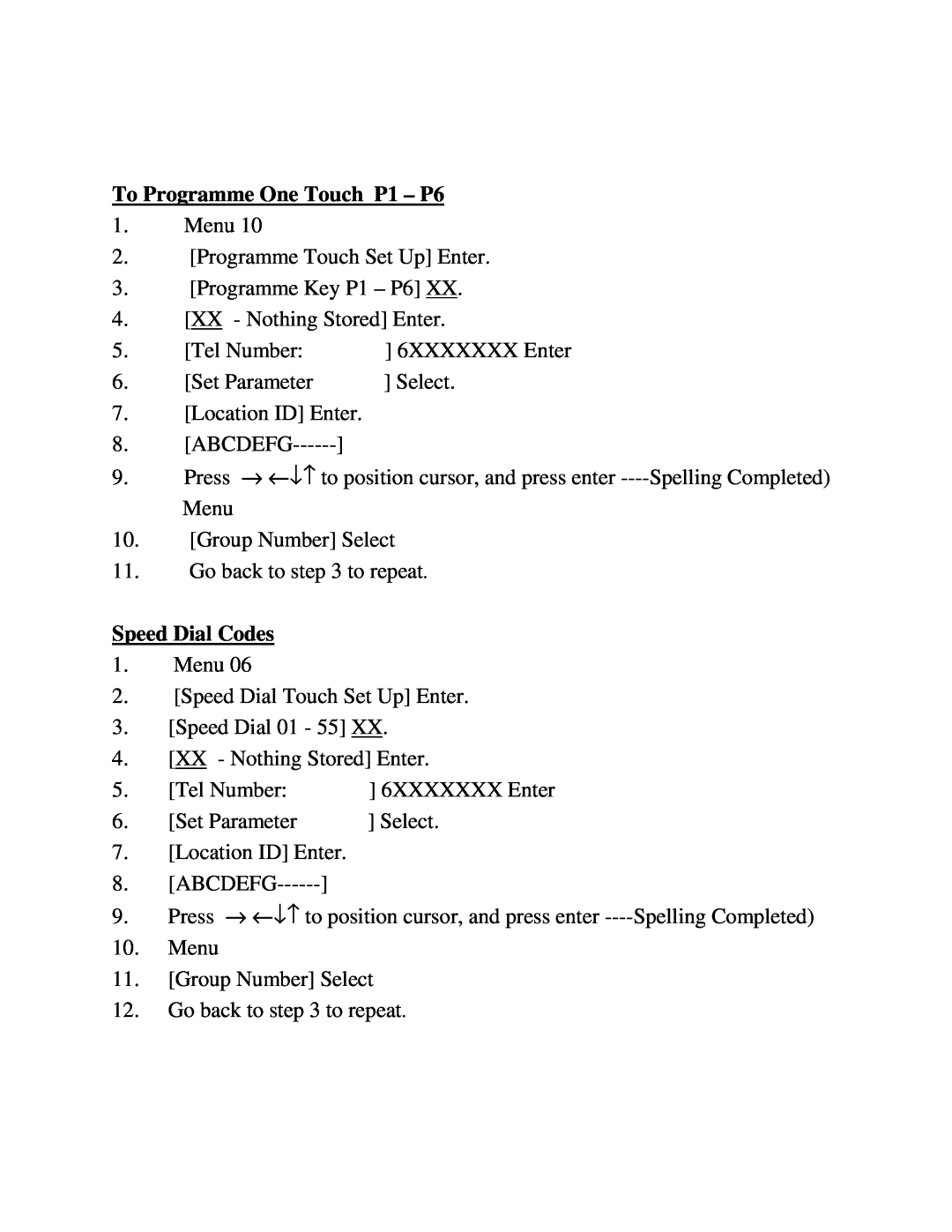 Xerox 7024 manual To Programme One Touch P1 – P6, Speed Dial Codes 