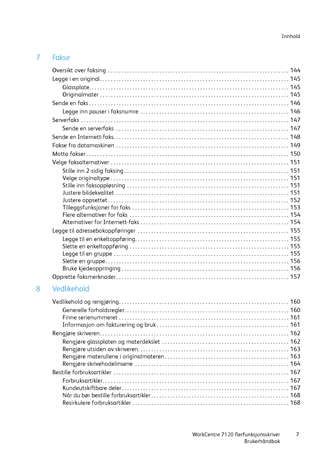 Xerox 7120 manual Fakse 