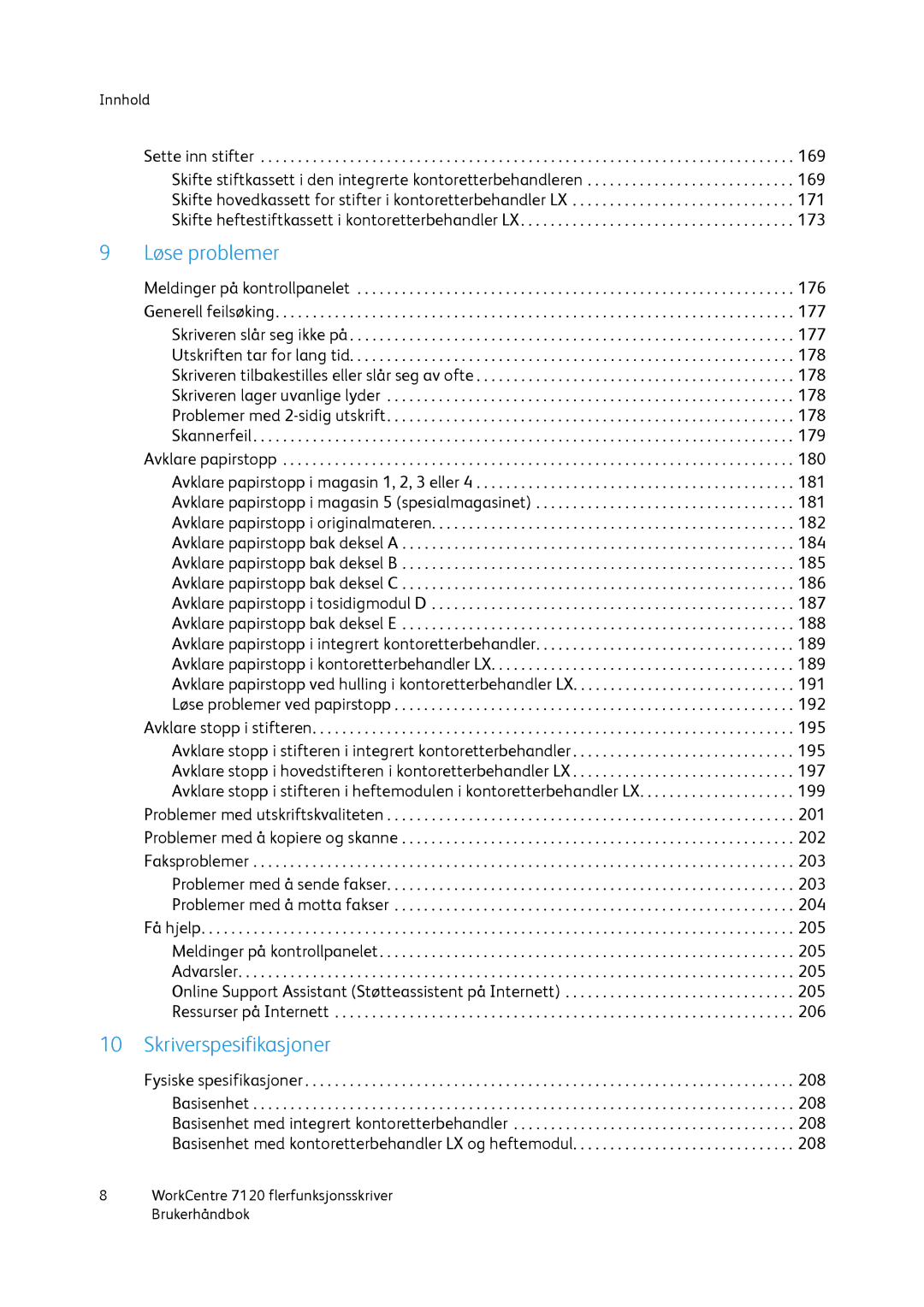 Xerox 7120 manual Løse problemer 