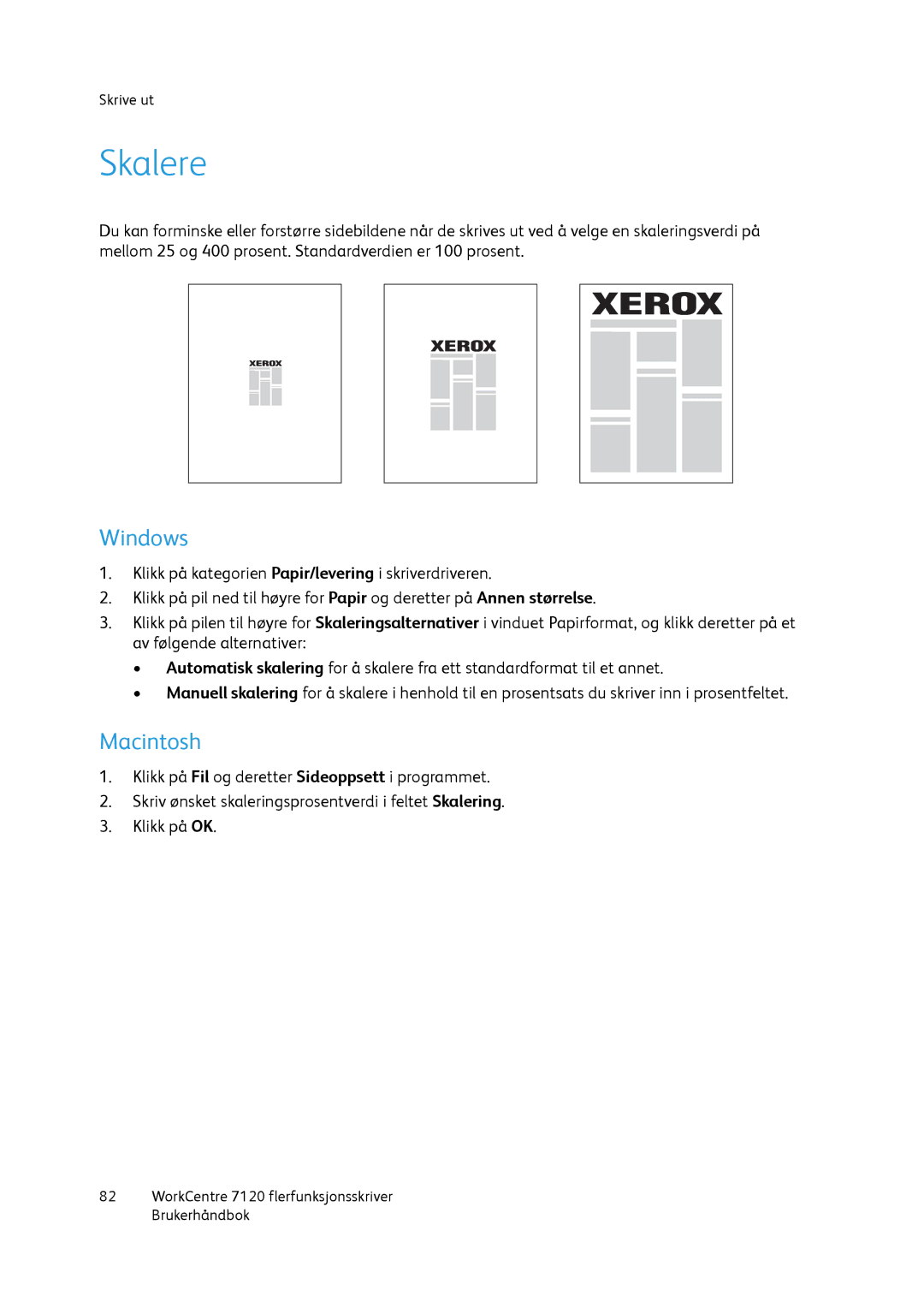 Xerox 7120 manual Skalere 