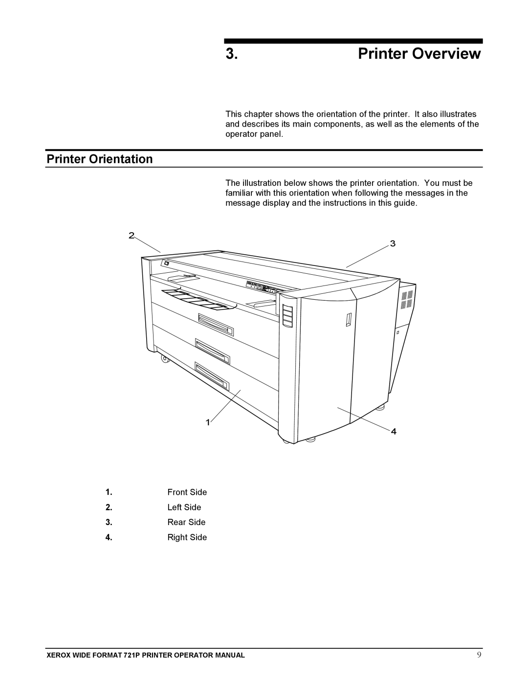 Xerox 721P manual Printer Overview, Printer Orientation 