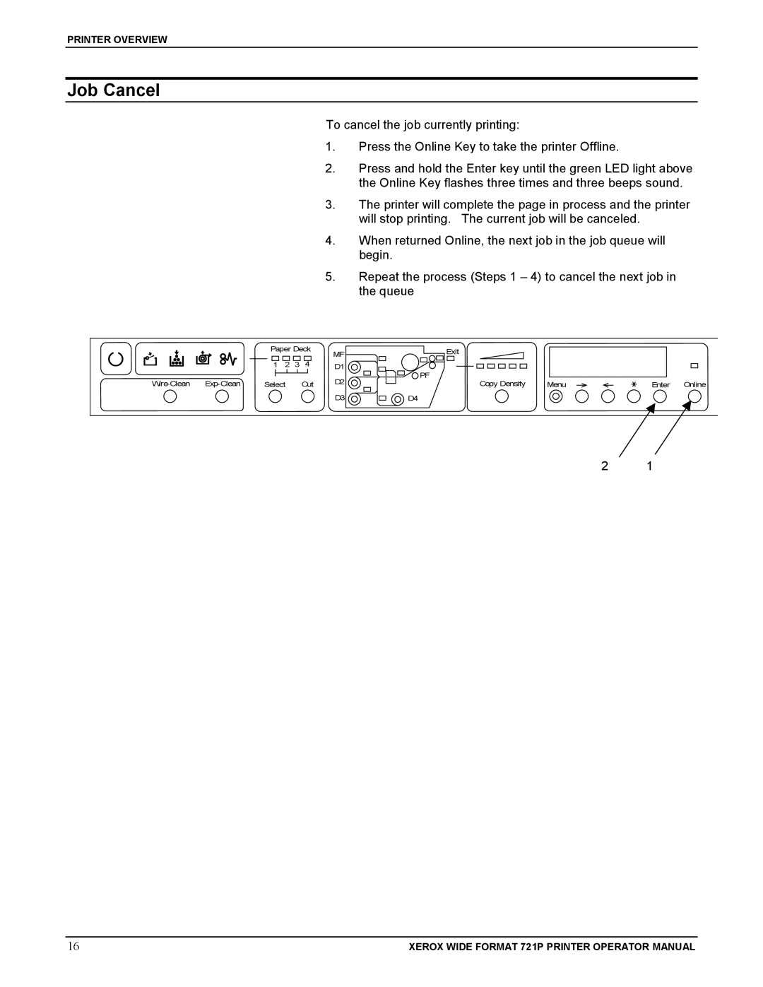 Xerox 721P manual Job Cancel 