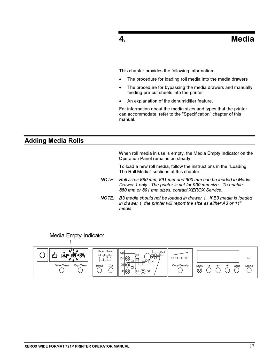 Xerox 721P manual Adding Media Rolls 