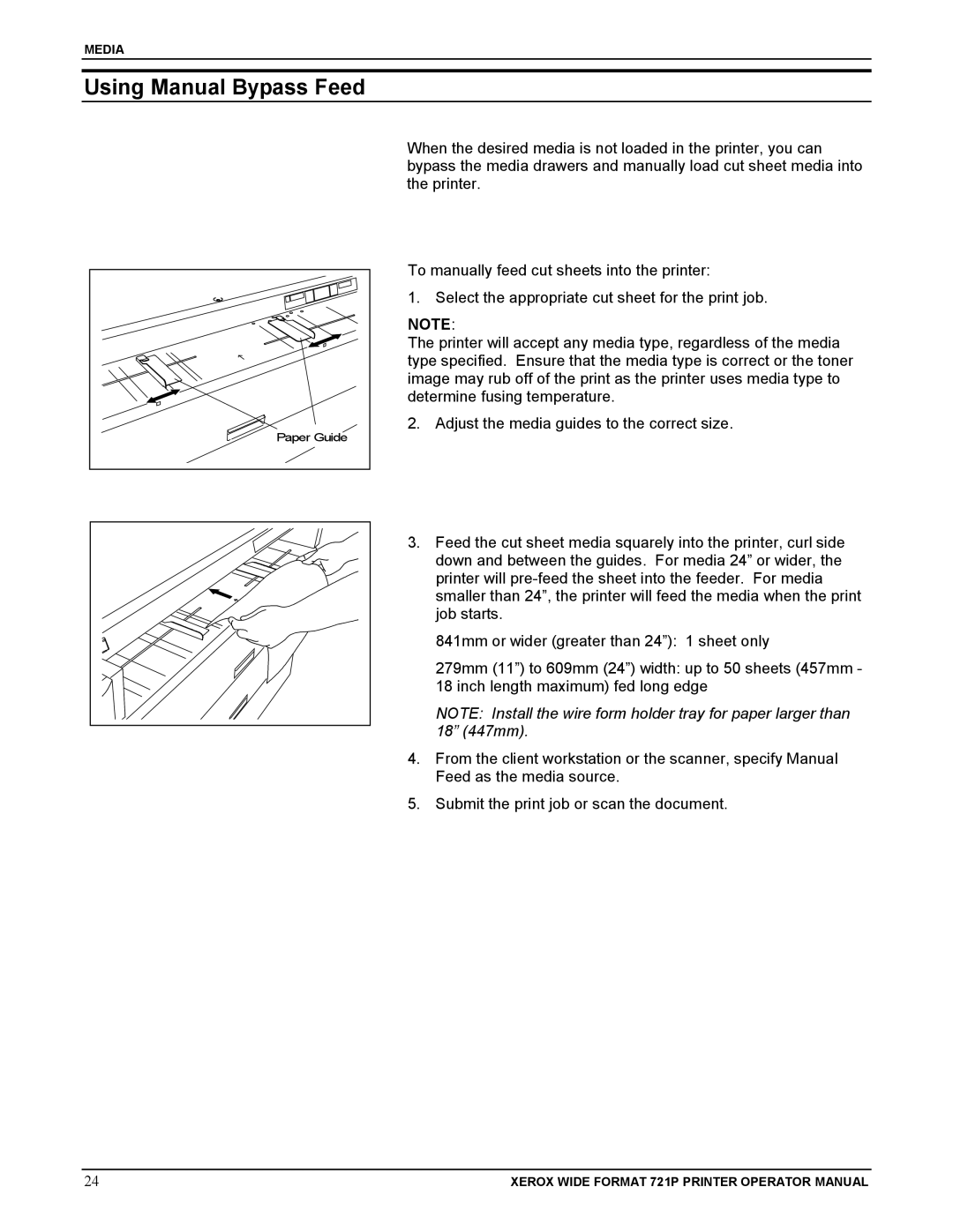 Xerox 721P manual Using Manual Bypass Feed 