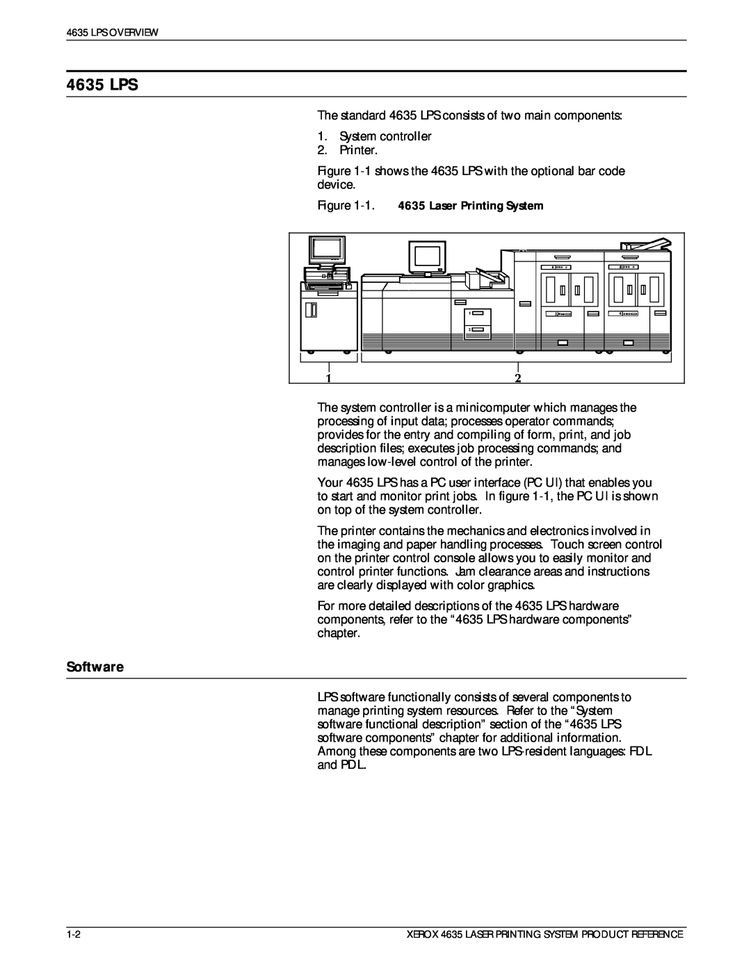 Xerox 721P83071 manual 4635 LPS, Software 